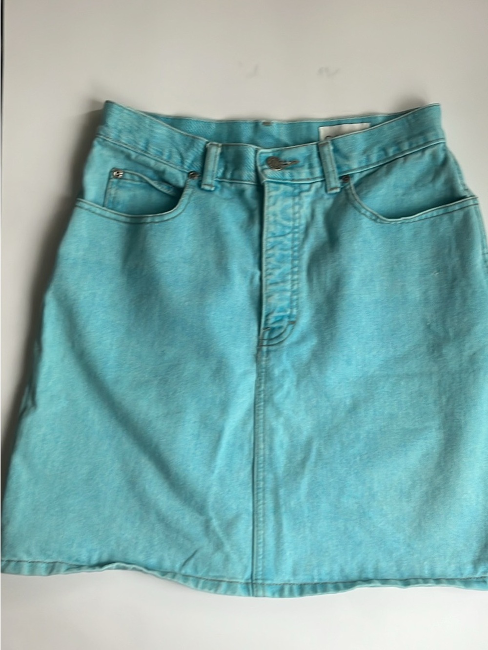 Calvin Klein Turquoise Denim Mini Skirt